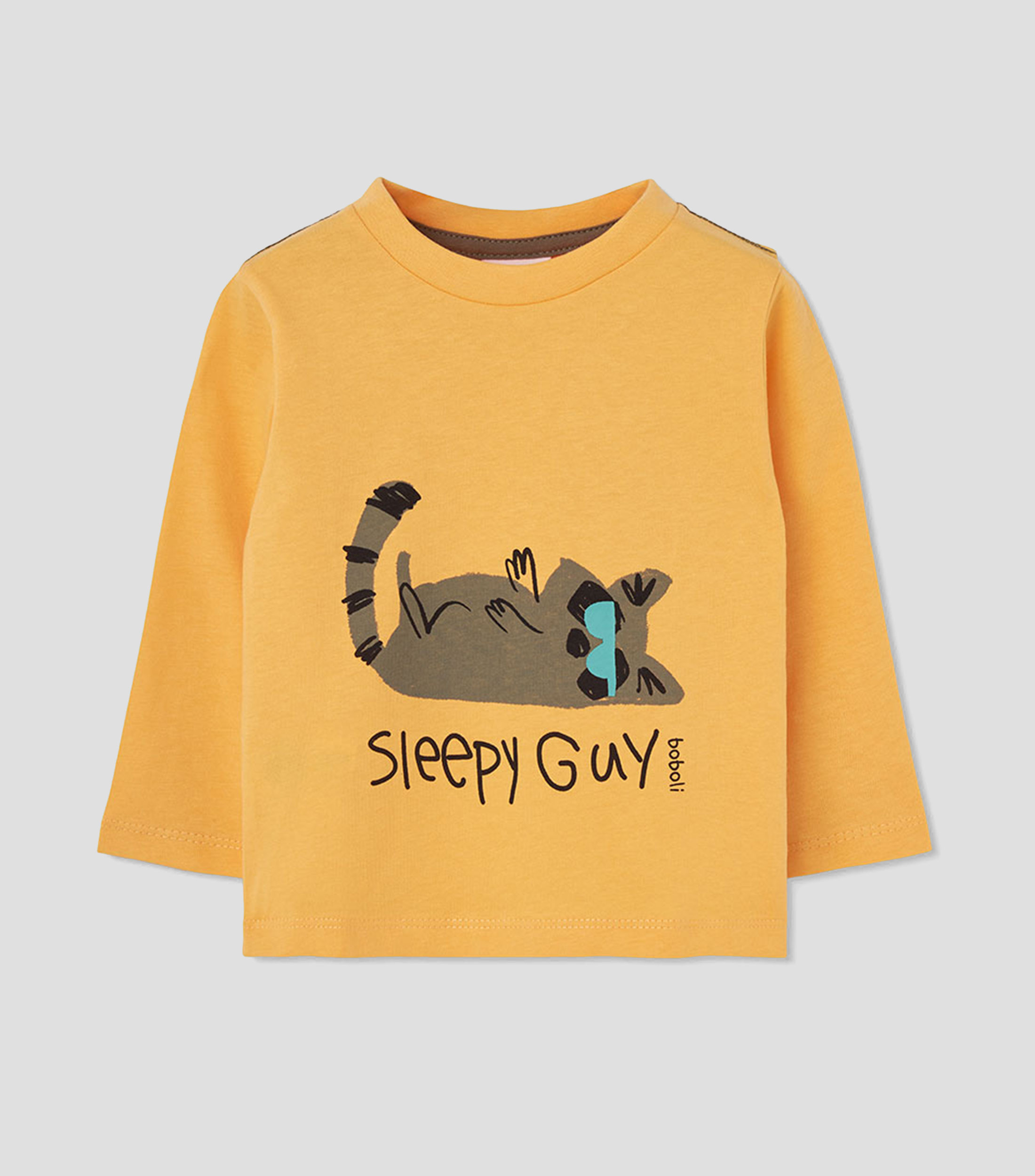 Playera cuello redondo manga larga con estampado Niño